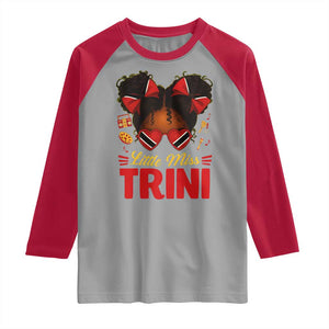 Little Miss Trinidad And Tobago Raglan Shirt Afro Black Messy Bun Girl Trini Flag Bow TS10 Sport Gray Red Print Your Wear
