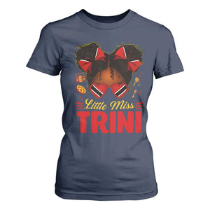 Little Miss Trinidad And Tobago T Shirt For Women Afro Black Messy Bun Girl Trini Flag Bow TS10 Navy Print Your Wear