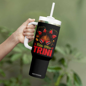 Little Miss Trinidad And Tobago Tumbler With Handle Afro Black Messy Bun Girl Trini Flag Bow TS10 Print Your Wear