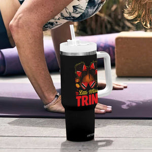 Little Miss Trinidad And Tobago Tumbler With Handle Afro Black Messy Bun Girl Trini Flag Bow TS10 Print Your Wear