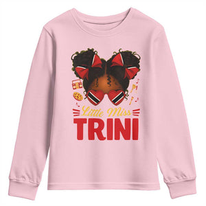 Little Miss Trinidad And Tobago Youth Sweatshirt Afro Black Messy Bun Girl Trini Flag Bow TS10 Light Pink Print Your Wear