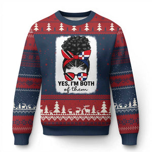 Trini Dominican Girl Ugly Christmas Sweater Yes Im Both Trinidad And Tobago Dominican Pride TS10 Navy Red Print Your Wear