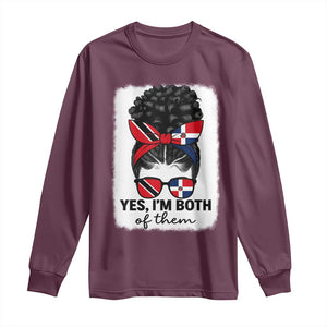Trini Dominican Girl Long Sleeve Shirt Yes Im Both Trinidad And Tobago Dominican Pride TS10 Maroon Print Your Wear