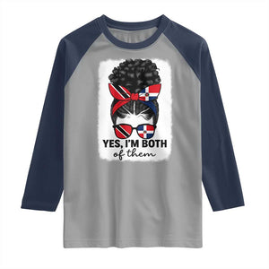 Trini Dominican Girl Raglan Shirt Yes Im Both Trinidad And Tobago Dominican Pride TS10 Sport Gray Navy Print Your Wear