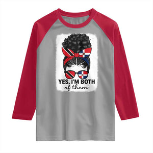 Trini Dominican Girl Raglan Shirt Yes Im Both Trinidad And Tobago Dominican Pride TS10 Sport Gray Red Print Your Wear