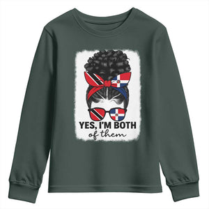 Trini Dominican Girl Youth Sweatshirt Yes Im Both Trinidad And Tobago Dominican Pride TS10 Dark Forest Green Print Your Wear
