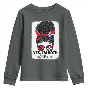 Trini Dominican Girl Youth Sweatshirt Yes Im Both Trinidad And Tobago Dominican Pride TS10 Dark Heather Print Your Wear