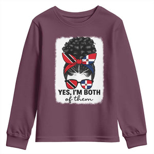 Trini Dominican Girl Youth Sweatshirt Yes Im Both Trinidad And Tobago Dominican Pride TS10 Maroon Print Your Wear