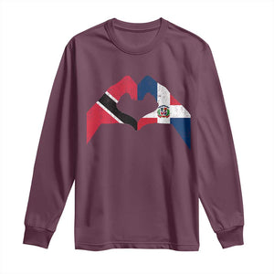 Trinidad and Tobago Dominican Long Sleeve Shirt Two Flags One Heart TS10 Maroon Print Your Wear