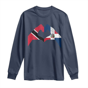 Trinidad and Tobago Dominican Long Sleeve Shirt Two Flags One Heart TS10 Navy Print Your Wear