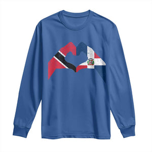 Trinidad and Tobago Dominican Long Sleeve Shirt Two Flags One Heart TS10 Royal Blue Print Your Wear