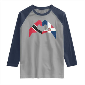 Trinidad and Tobago Dominican Raglan Shirt Two Flags One Heart TS10 Sport Gray Navy Print Your Wear