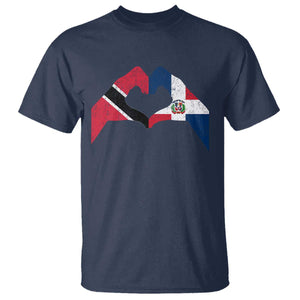 Trinidad and Tobago Dominican T Shirt Two Flags One Heart TS10 Navy Print Your Wear