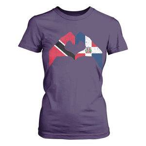 Trinidad and Tobago Dominican T Shirt For Women Two Flags One Heart TS10 Purple Print Your Wear