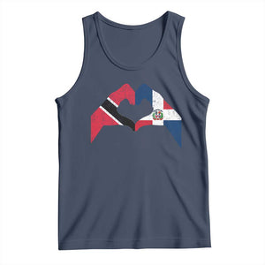 Trinidad and Tobago Dominican Tank Top Two Flags One Heart TS10 Navy Print Your Wear