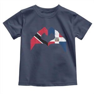 Trinidad and Tobago Dominican Toddler T Shirt Two Flags One Heart TS10 Navy Print Your Wear