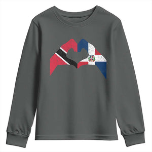 Trinidad and Tobago Dominican Youth Sweatshirt Two Flags One Heart TS10 Dark Heather Print Your Wear