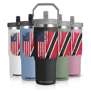 USA Trinidad and Tobago Flip Straw Tumbler Retro Vintage American Trini Pride Flag TS10 Print Your Wear