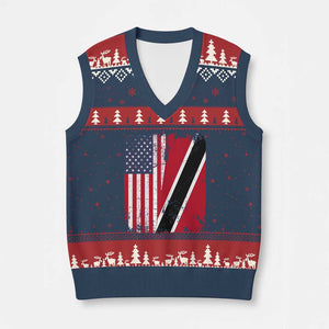 USA Trinidad and Tobago V-Neck Knit Sweater Vest Retro Vintage American Trini Pride Flag TS10 Navy Red Print Your Wear
