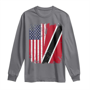 USA Trinidad and Tobago Long Sleeve Shirt Retro Vintage American Trini Pride Flag TS10 Charcoal Print Your Wear