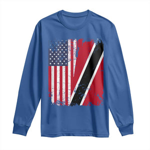USA Trinidad and Tobago Long Sleeve Shirt Retro Vintage American Trini Pride Flag TS10 Royal Blue Print Your Wear
