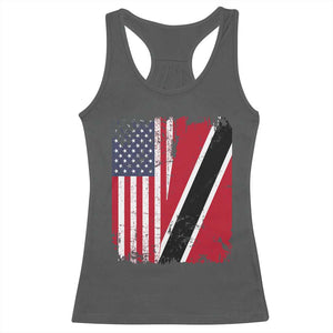 USA Trinidad and Tobago Racerback Tank Top Retro Vintage American Trini Pride Flag TS10 Dark Heather Print Your Wear