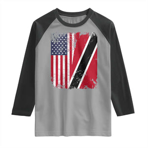 USA Trinidad and Tobago Raglan Shirt Retro Vintage American Trini Pride Flag TS10 Sport Gray Black Print Your Wear