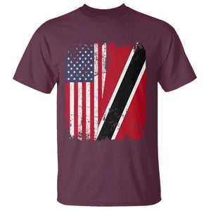 USA Trinidad and Tobago T Shirt Retro Vintage American Trini Pride Flag TS10 Maroon Print Your Wear