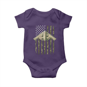 Retro Camo B2 Spirit Baby Onesie B-2 Bomber Stealth Aircraft Camouflage US Flag Patriotic TS10 Purple Print Your Wear