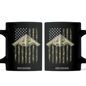 Retro Camo B2 Spirit Coffee Mug B-2 Bomber Stealth Aircraft Camouflage US Flag Patriotic TS10 Black Print Your Wear