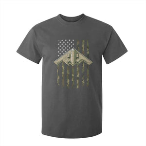 Retro Camo B2 Spirit T Shirt For Kid B-2 Bomber Stealth Aircraft Camouflage US Flag Patriotic TS10 Dark Heather Print Your Wear