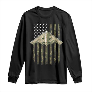 Retro Camo B2 Spirit Long Sleeve Shirt B-2 Bomber Stealth Aircraft Camouflage US Flag Patriotic TS10 Black Print Your Wear