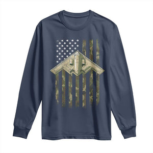 Retro Camo B2 Spirit Long Sleeve Shirt B-2 Bomber Stealth Aircraft Camouflage US Flag Patriotic TS10 Navy Print Your Wear