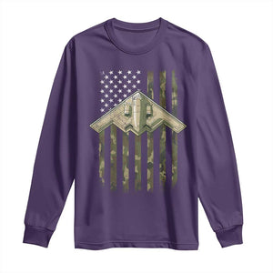 Retro Camo B2 Spirit Long Sleeve Shirt B-2 Bomber Stealth Aircraft Camouflage US Flag Patriotic TS10 Purple Print Your Wear