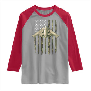 Retro Camo B2 Spirit Raglan Shirt B-2 Bomber Stealth Aircraft Camouflage US Flag Patriotic TS10 Sport Gray Red Print Your Wear