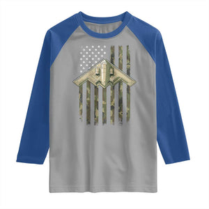 Retro Camo B2 Spirit Raglan Shirt B-2 Bomber Stealth Aircraft Camouflage US Flag Patriotic TS10 Sport Gray Royal Print Your Wear