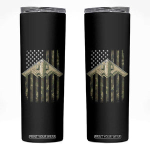Retro Camo B2 Spirit Skinny Tumbler B-2 Bomber Stealth Aircraft Camouflage US Flag Patriotic TS10 Black Print Your Wear