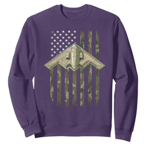 Retro Camo B2 Spirit Sweatshirt B-2 Bomber Stealth Aircraft Camouflage US Flag Patriotic TS10 Purple Print Your Wear
