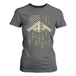 Retro Camo B2 Spirit T Shirt For Women B-2 Bomber Stealth Aircraft Camouflage US Flag Patriotic TS10 Dark Heather Print Your Wear