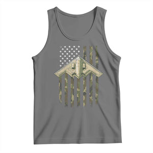 Retro Camo B2 Spirit Tank Top B-2 Bomber Stealth Aircraft Camouflage US Flag Patriotic TS10 Black Heather Print Your Wear