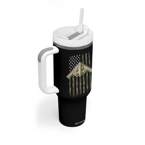 Retro Camo B2 Spirit Tumbler With Handle B-2 Bomber Stealth Aircraft Camouflage US Flag Patriotic TS10 Print Your Wear