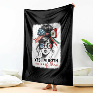 American Mexican Roots Throw Blanket Messy Bun Mexico America Half American Flag TS10 Print Your Wear