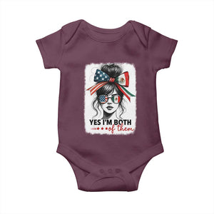 American Mexican Roots Baby Onesie Messy Bun Mexico America Half American Flag TS10 Maroon Print Your Wear
