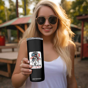 American Mexican Roots Skinny Tumbler Messy Bun Mexico America Half American Flag TS10 Print Your Wear
