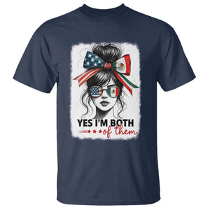 American Mexican Roots T Shirt Messy Bun Mexico America Half American Flag TS10 Navy Print Your Wear