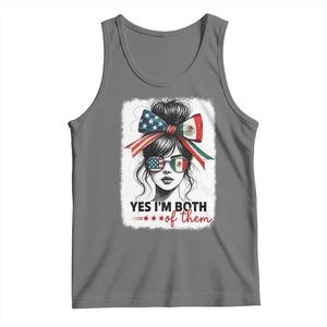American Mexican Roots Tank Top Messy Bun Mexico America Half American Flag TS10 Black Heather Print Your Wear