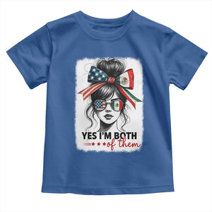 American Mexican Roots Toddler T Shirt Messy Bun Mexico America Half American Flag TS10 Royal Blue Print Your Wear