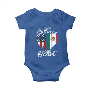 Mexican Roots Baby Onesie Mexican American Flag Two Cultures One Heart TS10 Royal Blue Print Your Wear