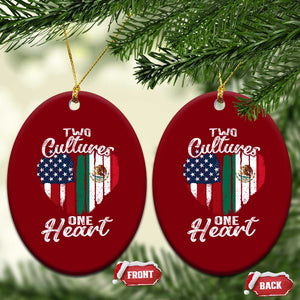Mexican Roots Ceramic Ornament Mexican American Flag Two Cultures One Heart TS10 Print Your Wear