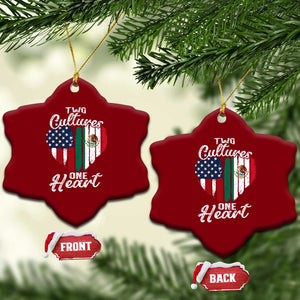 Mexican Roots Ceramic Ornament Mexican American Flag Two Cultures One Heart TS10 Print Your Wear